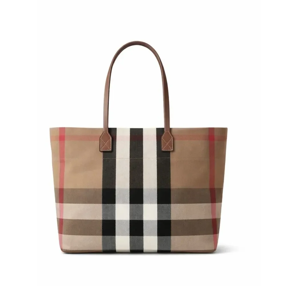 Burberry Checkered Tote Bag NWT MediumTaupe Brown Check $1690 - Picture 2 of 11